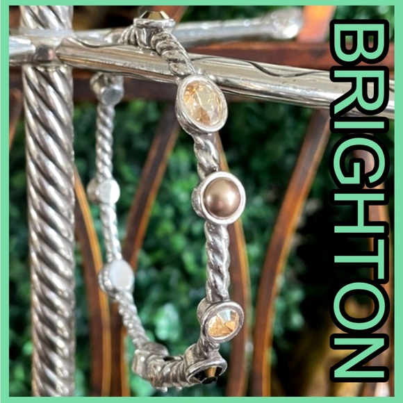 Brighton Jewelry - BRIGHTON BRACELET SINGLE SMALL BANGLE MAGNETIC HINGE WITH GOLDEN PEARLS/STONES